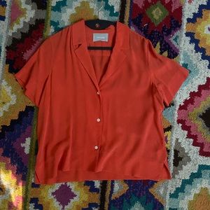 Everlane Clean Silk Notched Blouse EUC